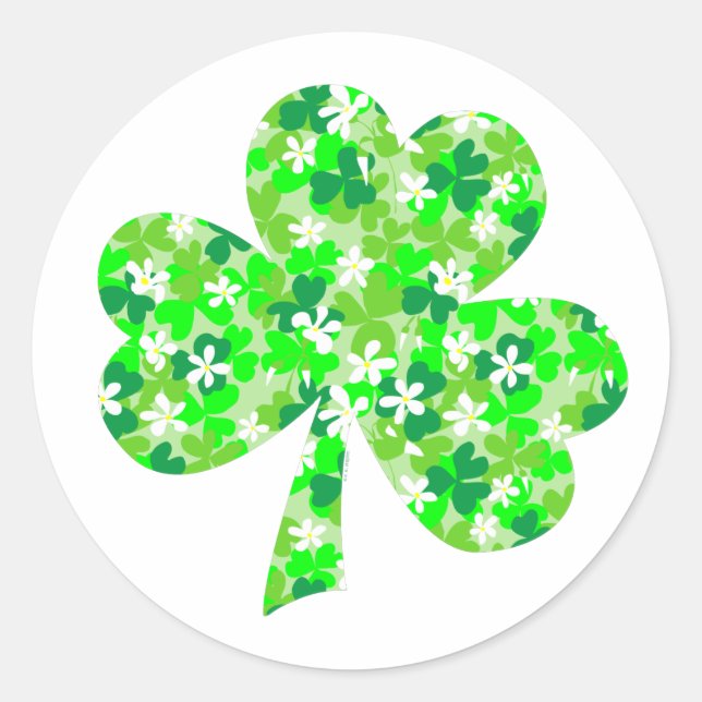 Sticker Rond Shamrock floral de la Saint Patrick (Devant)