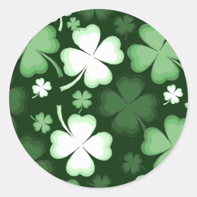 Sticker Rond Shamrock, Four Leaf Clover, St. Patrick's Day (Devant)