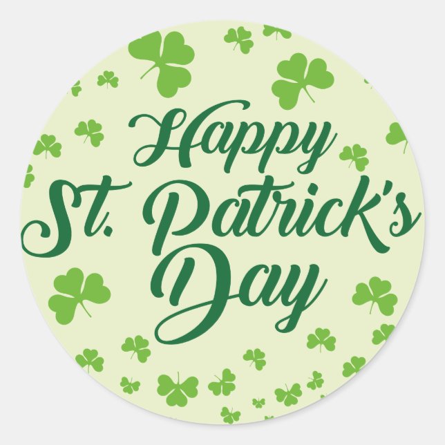 Sticker Rond shamrock Jour de la Saint Patrick heureux (Devant)