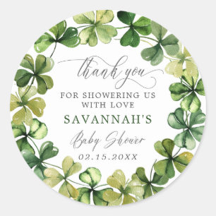 Sticker Rond Shamrock Lucky Clover Baby shower de printemps Mer