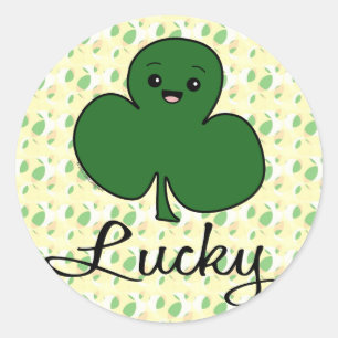 Sticker Rond Shamrock mignon de Kawaii