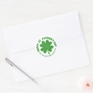 Sticker Rond Shamrock Vert Bonne Saint Patrick Joyeuse Journée