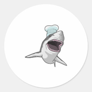 Sticker Rond Shark as Cook