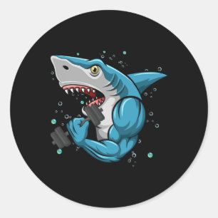 Sticker Rond Shark Gym Powerlifting Weightlifting Bodybuilding