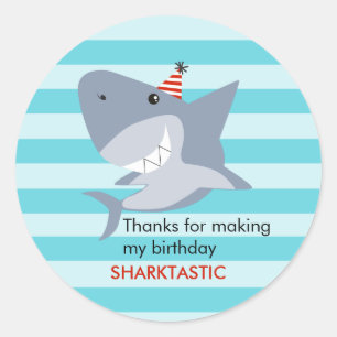 Sticker Rond Shark Sharktastic fête d'anniversaire Favoriser