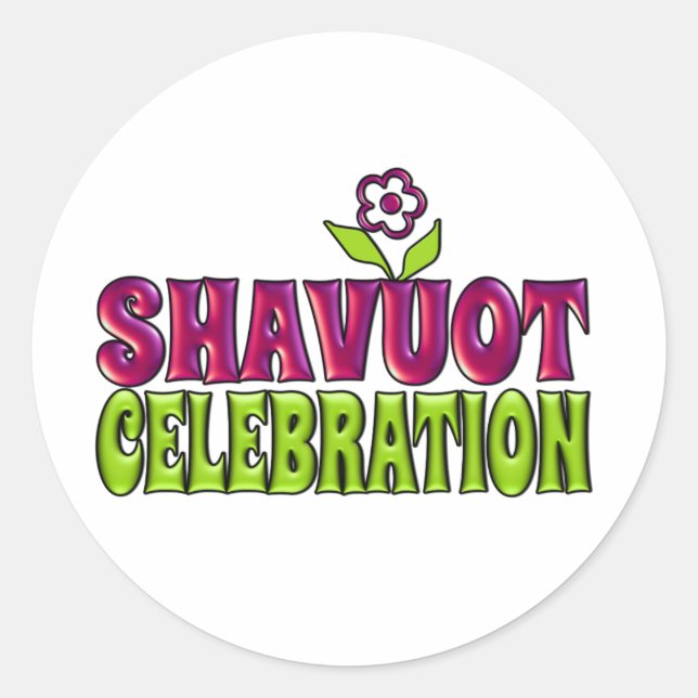 Sticker Rond Shavuot Fête fun Salutation avec fleur (Devant)