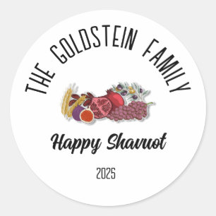 Sticker Rond Shavuot Juive Fête Nom de famille personnalisé