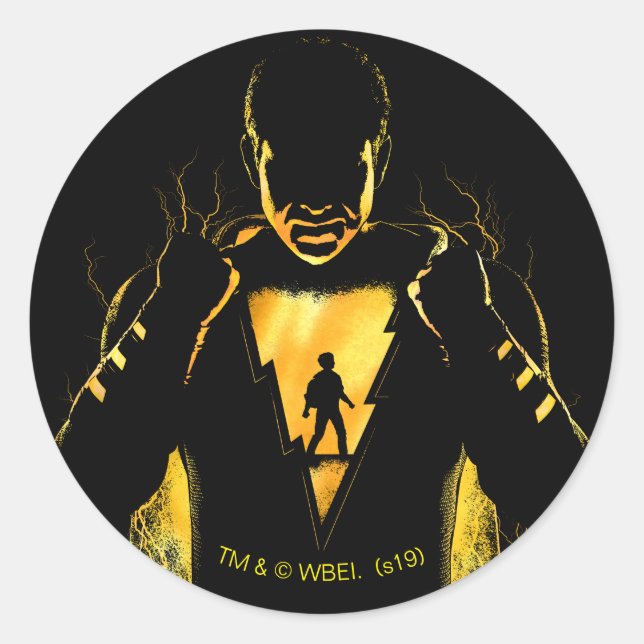 Sticker Rond SHAZAM ! | Shazam et Billy Lightning Silhouette (Devant)