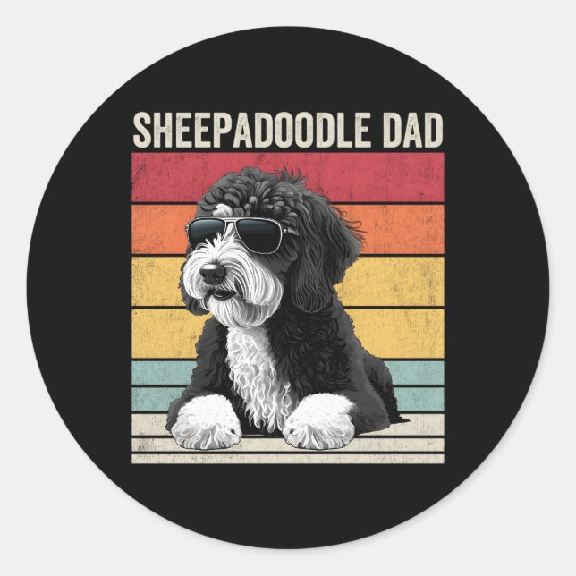 Sticker Rond Sheepadoodle Papa (Devant)