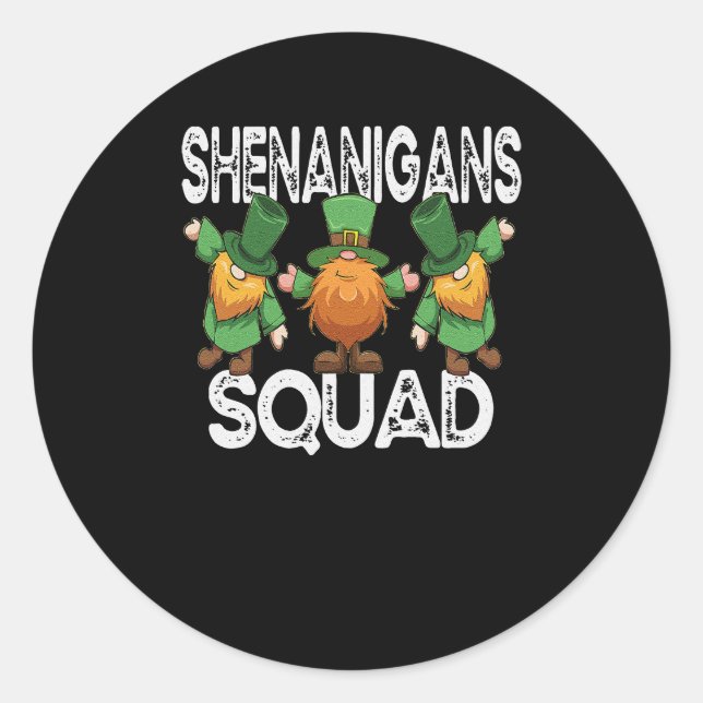 Sticker Rond Shenanigans Squad Jour de la Saint Patrick Gnomes  (Devant)