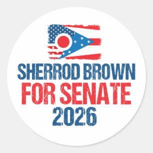 Sticker Rond Sherrod Brown pour le Sénat Élection 2026 Drapeau