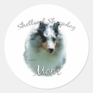 Sticker Rond Shetland Sheepdog (merle) Maman 2