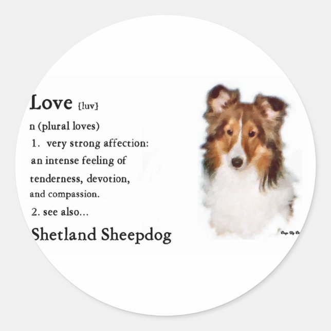 Sticker Rond Shetland Sheepdog Sheltie Cadeaux (Devant)