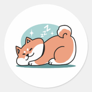 Sticker Rond Shiba Inu Art : Juste un Shiba Lying Low