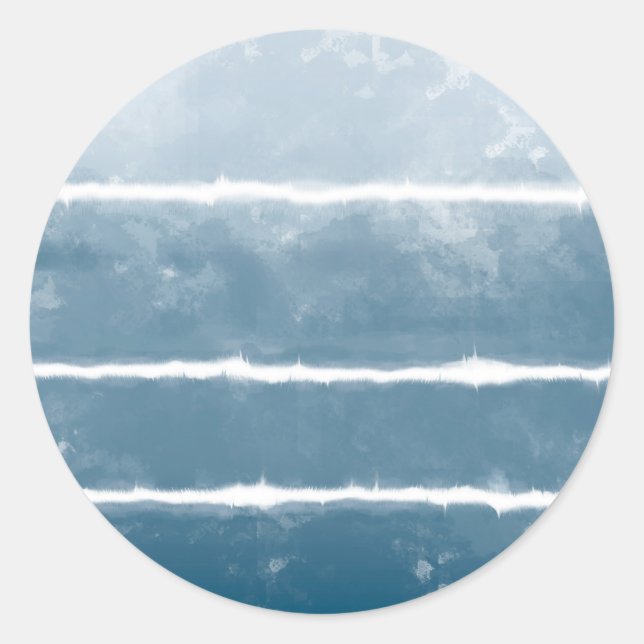 Sticker Rond Shibori Ombre Retro Tie Dye Hippie Indigo (Devant)