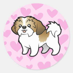 Sticker Rond Shih Tzu Love (coupe de chiot)