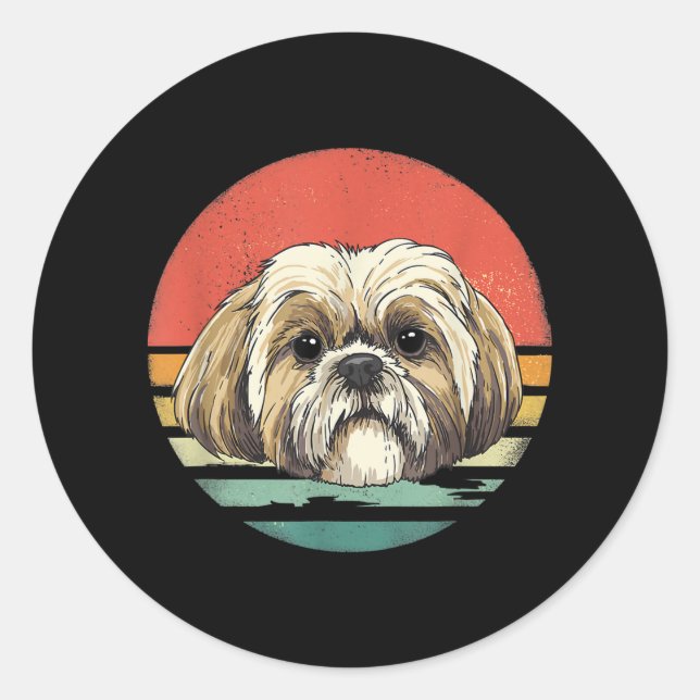 Sticker Rond Shih Tzu | Shih Tzu Chien race Lover Cadeau (Devant)