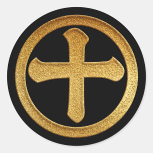 Sticker Rond Shimazu Juji Kamon en Sceau d'or