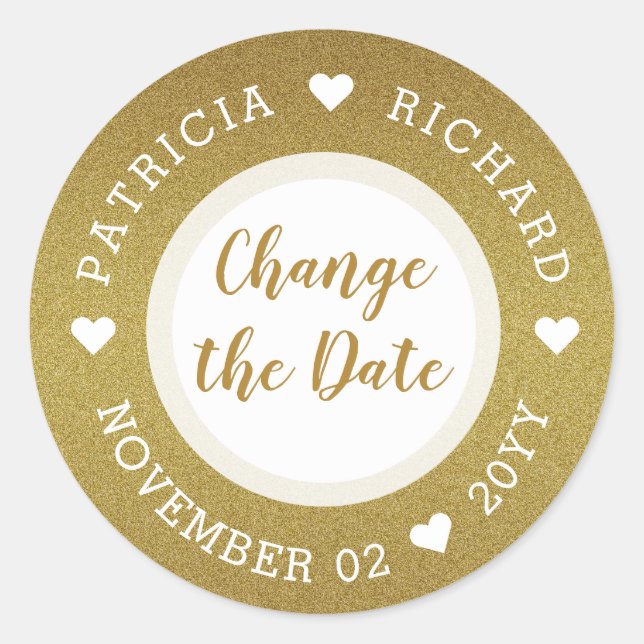 Sticker Rond Shimmery Gold Parties scintillant Mariage Modifier (Devant)
