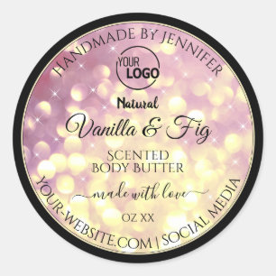 Sticker Rond Shimmery Purple Gold Parties scintillant Logo Étiq