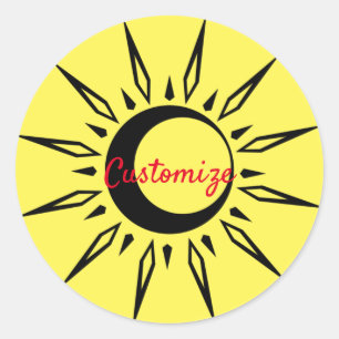 Sticker Rond Shining Sun Crescent Moon