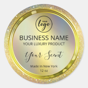 Sticker Rond Shiny Holographic Gold Parties scintillant Étiquet