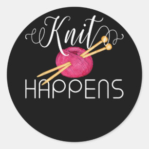 Sticker Rond Si cela implique le Tricot et le café me comptez d