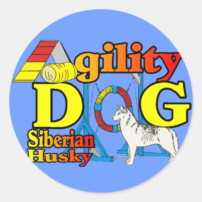 Sticker Rond Sibérie Husky Agilité (Devant)