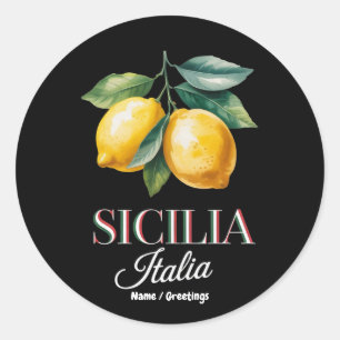 Sticker Rond Sicile Italie Fiers Citrons Italiens Frais Sicilie