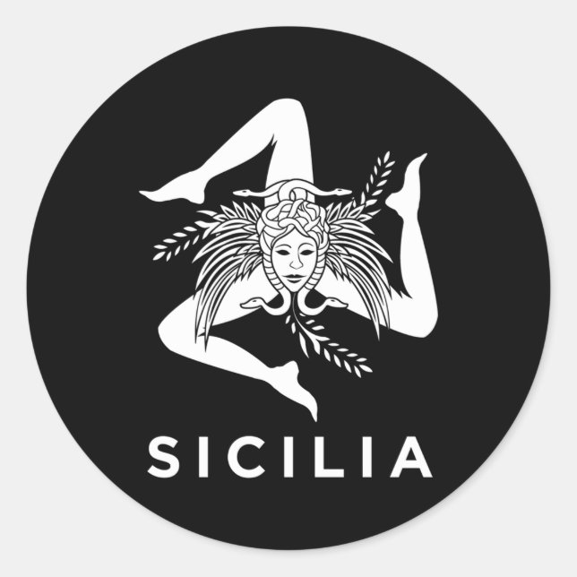 Sticker Rond Sicilienne Pride Sicilia Sicilienne Drapeau Sicili (Devant)
