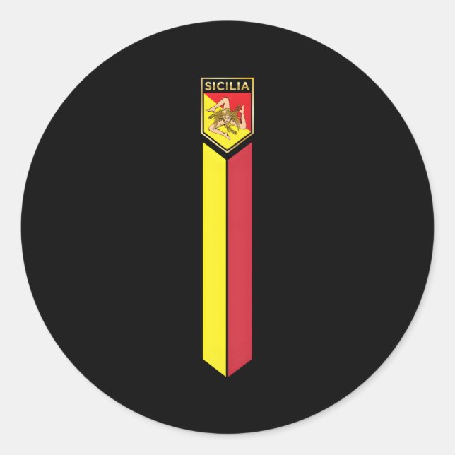 Sticker Rond Sicilienne Pride Sicilienne Drapeau Style Jersey (Devant)