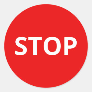 Sticker Rond Signal d'arrêt d'avertissement rouge Texte personn