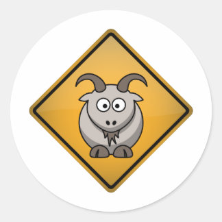 Sticker Rond Signal d'avertissement de chèvre