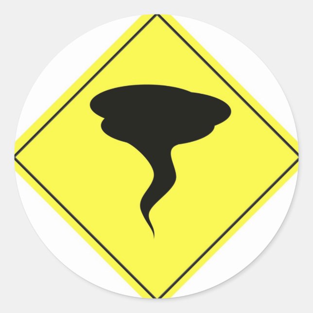 Sticker Rond Signal d'avertissement de tornade (Devant)