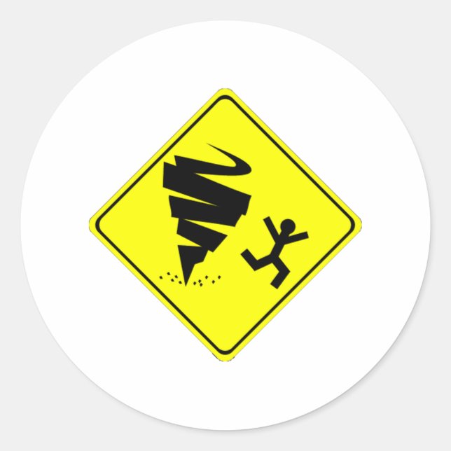 Sticker Rond Signal d'avertissement de tornade (Devant)