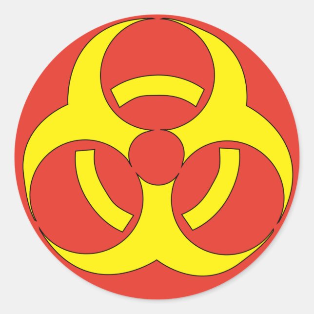 Sticker Rond Signal d'avertissement rouge et jaune du risque bi (Devant)