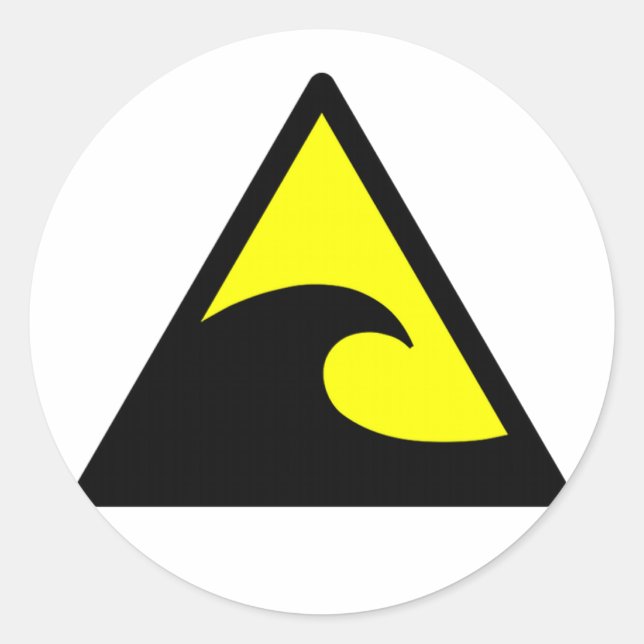 Sticker Rond Signal d'avertissement Tsunami (Devant)