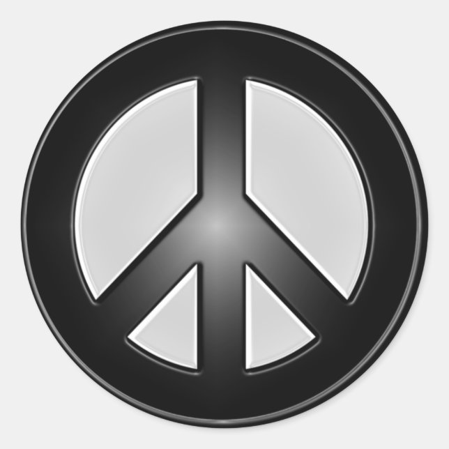 Sticker Rond Signal de paix B&W (Devant)