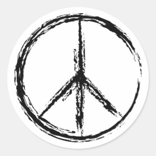 Sticker Rond Signal de paix créatif isolé noir
