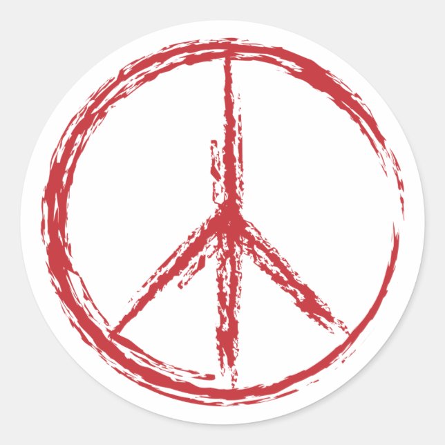 Sticker Rond Signal de paix créatif isolé rouge (Devant)