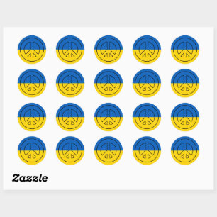 Sticker Rond Signal de paix du drapeau ukrainien