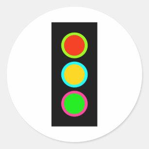 Sticker Rond Signal de trafic Stop-Attention-Go Mod Stop Light