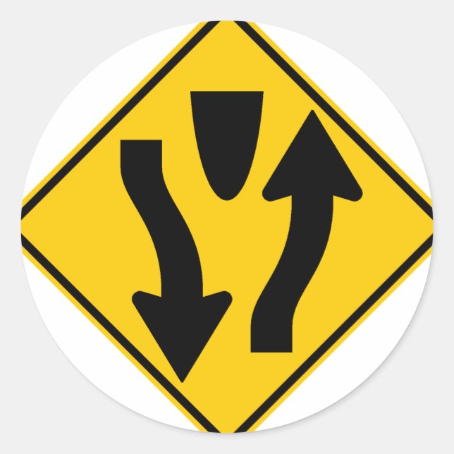 Sticker Rond Signal routier de début de la route divisée (Devant)