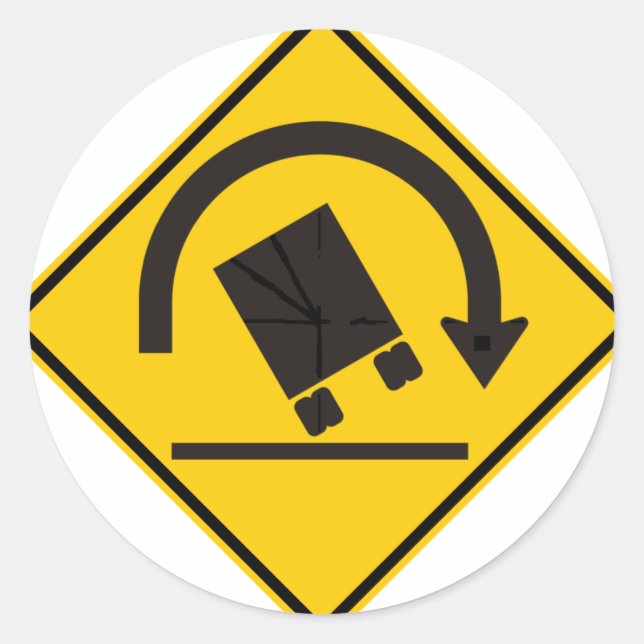 Sticker Rond Signal routier de risque de roulement (Devant)
