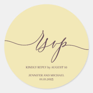 Sticker Rond Signature Calligraphiée Élégant Mariage RSVP Figue