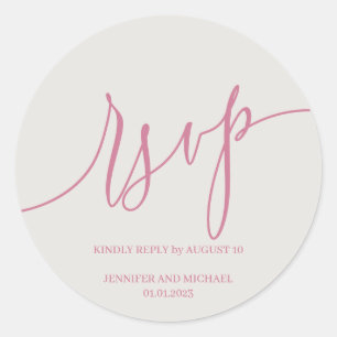 Sticker Rond Signature Calligraphique Élégant rose RSVP