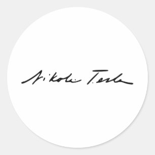 Sticker Rond Signature du génie de l'électricité Nikola Tesl