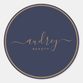 Sticker Rond signature marine moderne bleu or