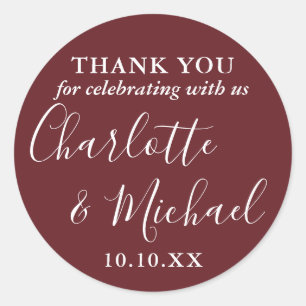 Sticker Rond Signature rose Rosewood Favor Merci