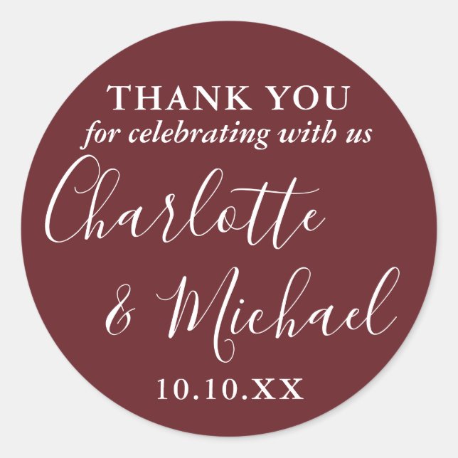 Sticker Rond Signature rose Rosewood Favor Merci (Devant)